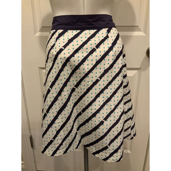 Edme & Esyllte Anthropologie Blue & White Striped Polka Dot A-Line Skirt, Size 6 - Picture 5 of 7
